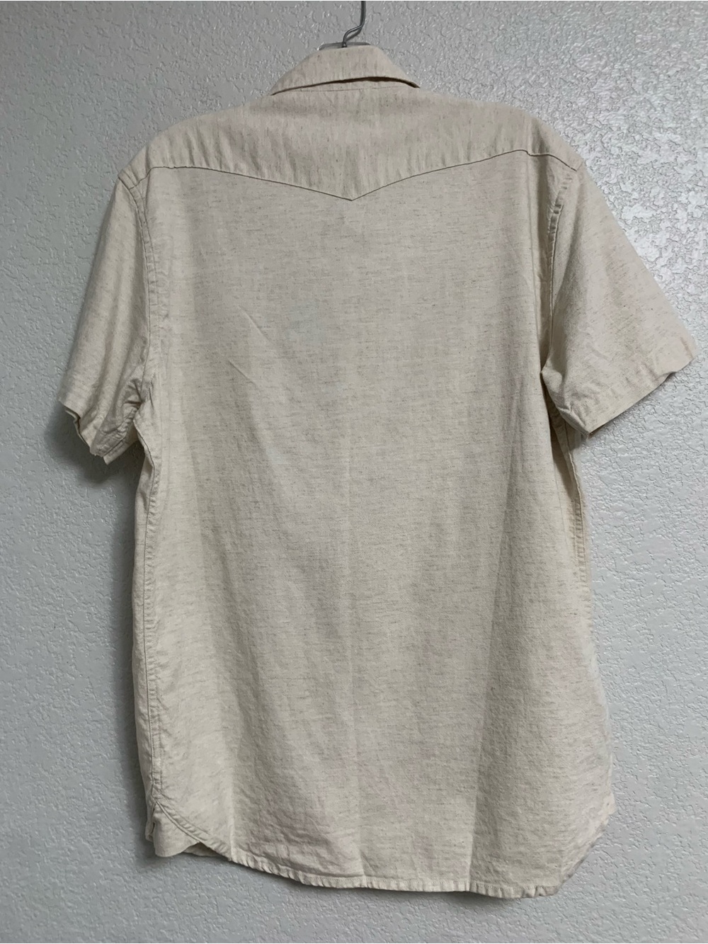 Taylor Stitch Shirt Mens 40/M Western Short Sleeve Pearl Snap Cotton Linen Beige - Picture 2 of 12